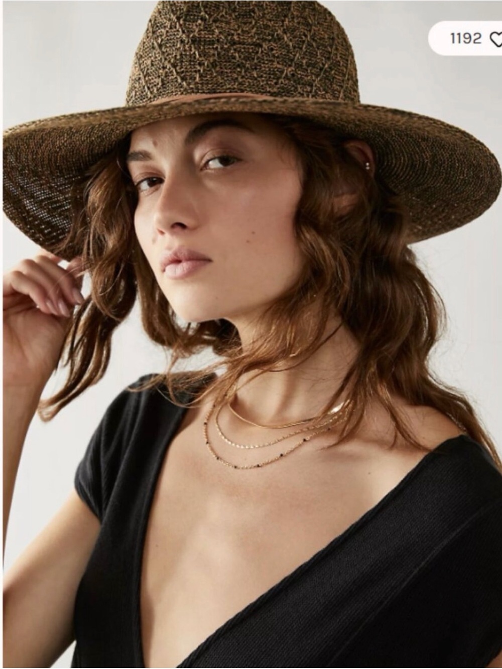 Free People Santa Barbara Packable Hat Straw Wide-Brim Hat in Olive Combo